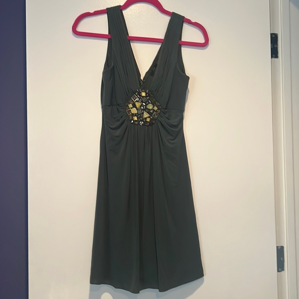 💜💜 Stunning hunter green dressy ruched BCBG Max Azaria XS 💜💜